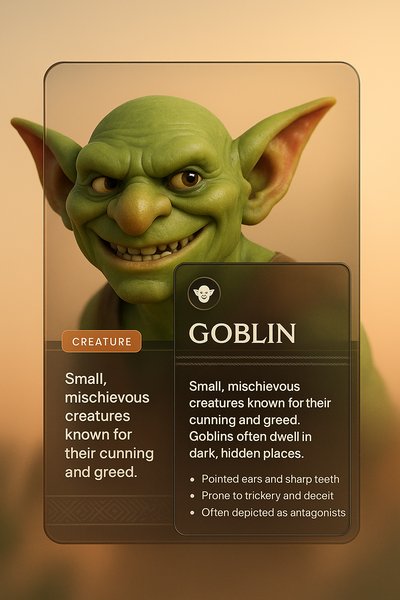 3D Goblin Illustration with Informative Block Design