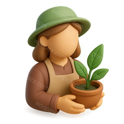 3D Herbalist Icon with Plant on Transparent Background