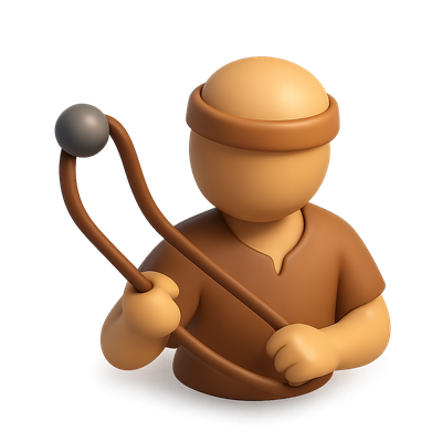 3D Slinger Icon in Isometric Style with Volumetric Feel