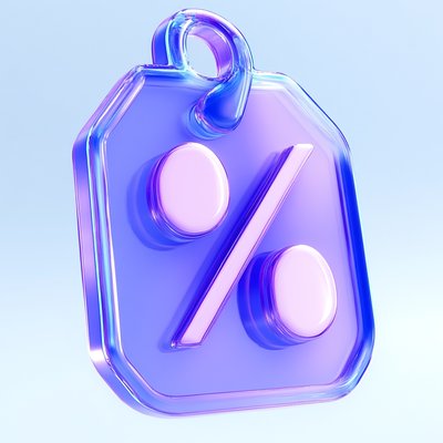 3D Render of a Discount Tag with Percentage Symbol
