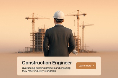 Construction Engineer Overseeing Projects with Background of Building Site