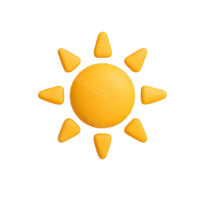 Bright Yellow Sun Icon with Radiating Rays