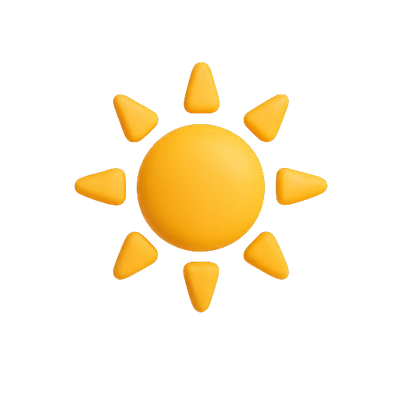 Bright Yellow Sun Icon with Radiating Rays