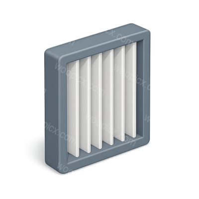 3D Isometric Air Filter Icon with Volumetric Design
