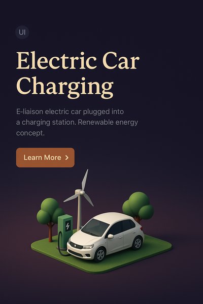 Realistic 3D Scene of Electric Car Charging Station