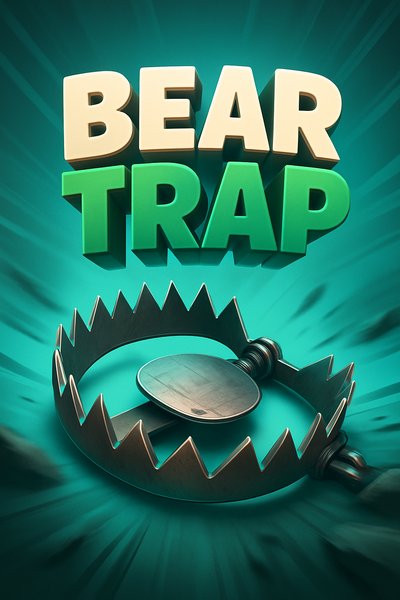 Dynamic Bear Trap Illustration with Bold Text