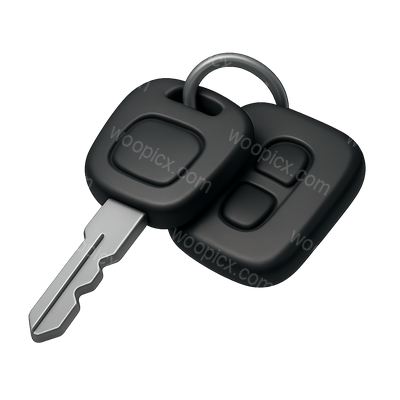 Stylish 3D Icon of an Automobile Key with Isometric Design