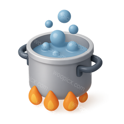 3D Boil Icon with Volumetric Design and Isometric View