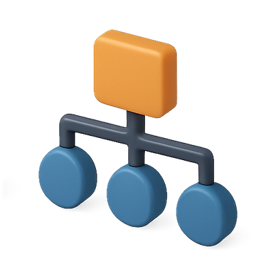 3D Icon Representing a Simple Network Structure