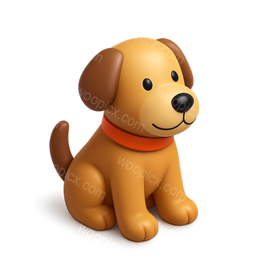 Charming 3D Dog Icon in Isometric Style