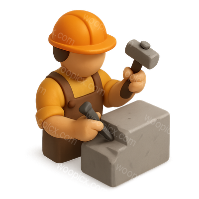 3D Quarryman Icon in Isometric View with Transparent Background