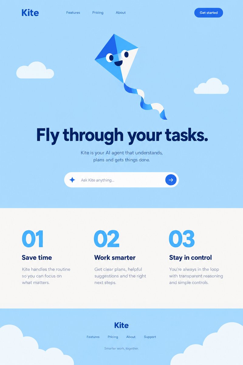 AI agent landing page design