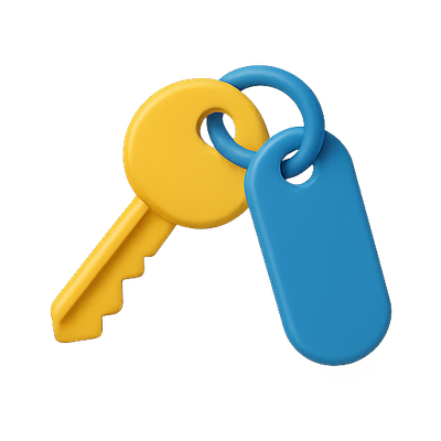 Colorful Key and Tag Illustration for Security Concepts