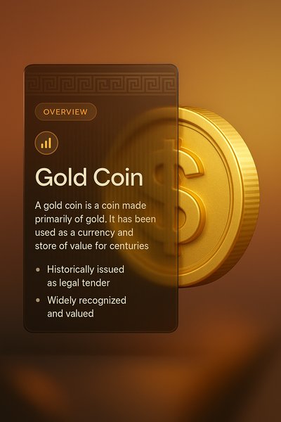Stunning 3D Gold Coin with Informative Overlay