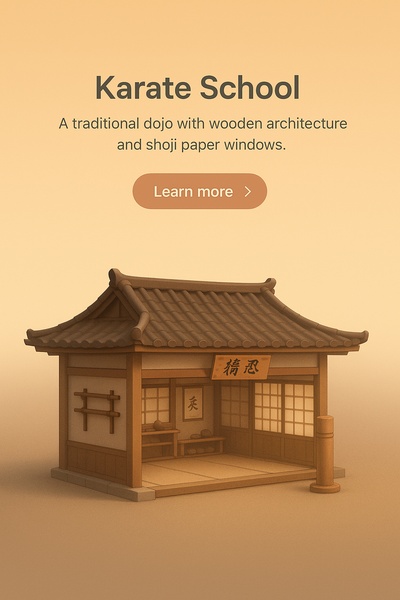 3D Illustration of a Traditional Japanese Karate Dojo