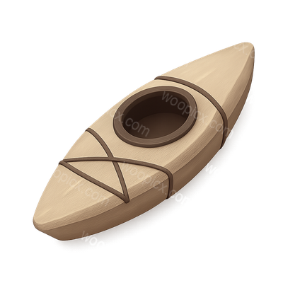 3D Wooden Kayak Icon with Detailed Texture