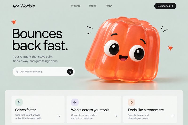 Engaging AI agent landing page
