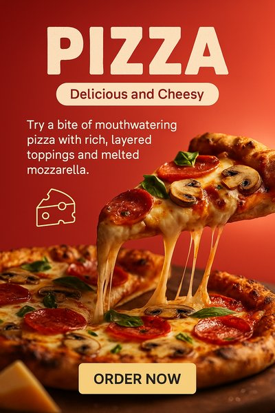 Dynamic Realistic Pizza Composition with Rich Toppings