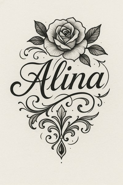 Elegant floral design featuring the name Alina