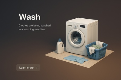 Realistic 3D Scene of a Washing Machine in Action