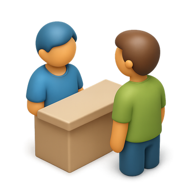 Isometric 3D Icon of Two People at a Counter