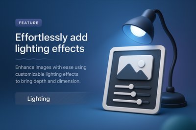 3D Illustration Showcasing Lighting Effects for Web Design Features