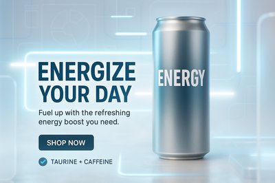 Promotional Energy Drink Can Design with Modern Aesthetic