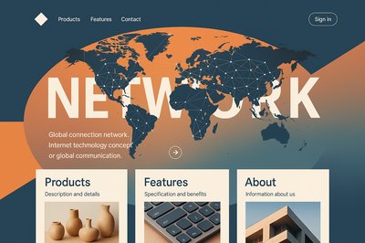 Global Connection Network Landing Page Design with World Map