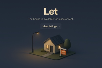 3D Scene of a House for Rent with Dark Background