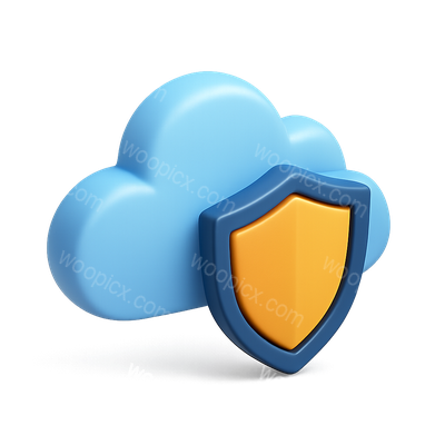 3D Cloud Icon with Shield for Security Representation