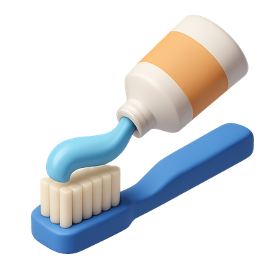 3D Toothbrush with Squeezed Toothpaste Icon