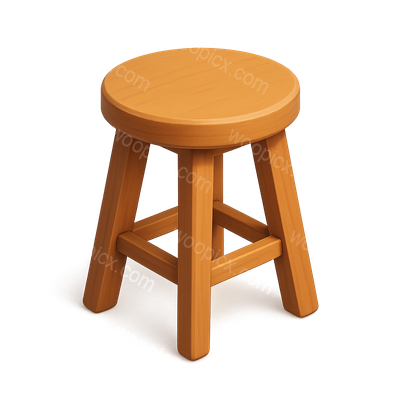 Minimalist 3D Wooden Stool Design Icon
