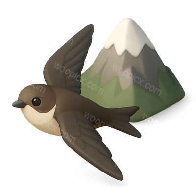 Cute Cartoon Bird Flying Near Mountain