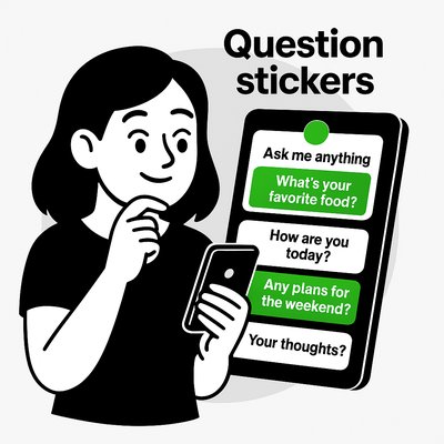 Engaging Social Media Illustration Featuring Question Stickers