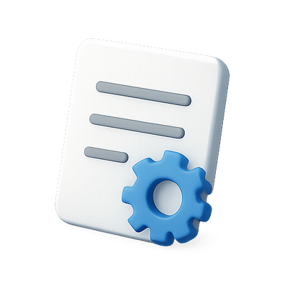 Stylized Document Icon with Gear Symbol