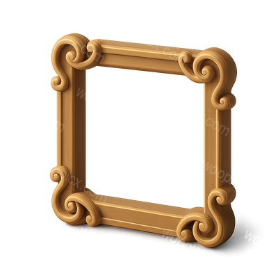 Elegant 3D Decorative Frame with Curves