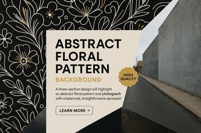 Elegant Black and Gold Floral Pattern with Realistic Background