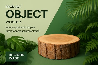 Wooden Podium in Lush Tropical Forest Setting