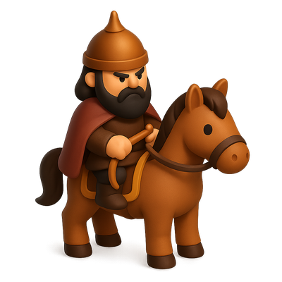 3D Icon of Attila's Horse with Warrior Figure
