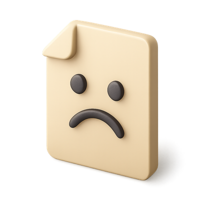 3D Sad Face Document Icon with Isometric Design