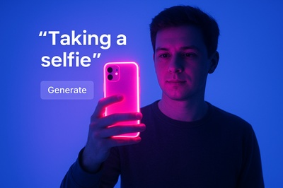 Vibrant Neon Selfie Experience with Glowing Phone