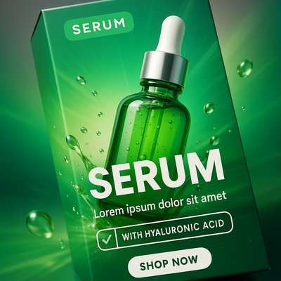 Cosmetic Serum Product Mockup with Hydrating Ingredients