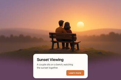 Couple Watching Sunset on a Bench in 3D Scene