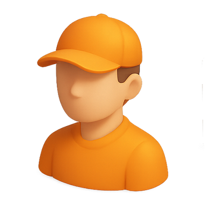 3D Character Icon in Orange Attire