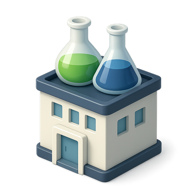 3D Laboratory Icon with Flasks in Isometric View