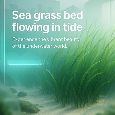 Vibrant Sea Grass Bed Flowing in Tide - Underwater World