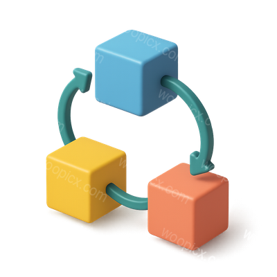 3D Block Connections with Arrows in Isometric View