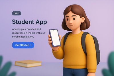 Student App Illustration with Mobile Phone and Resources