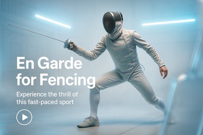 Dynamic Fencing Action Shot with Athlete in Motion