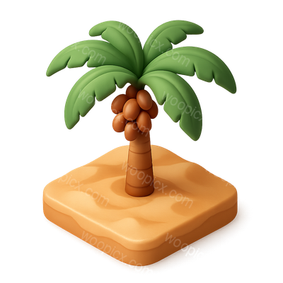 3D Icon of a Date Palm in Isometric View